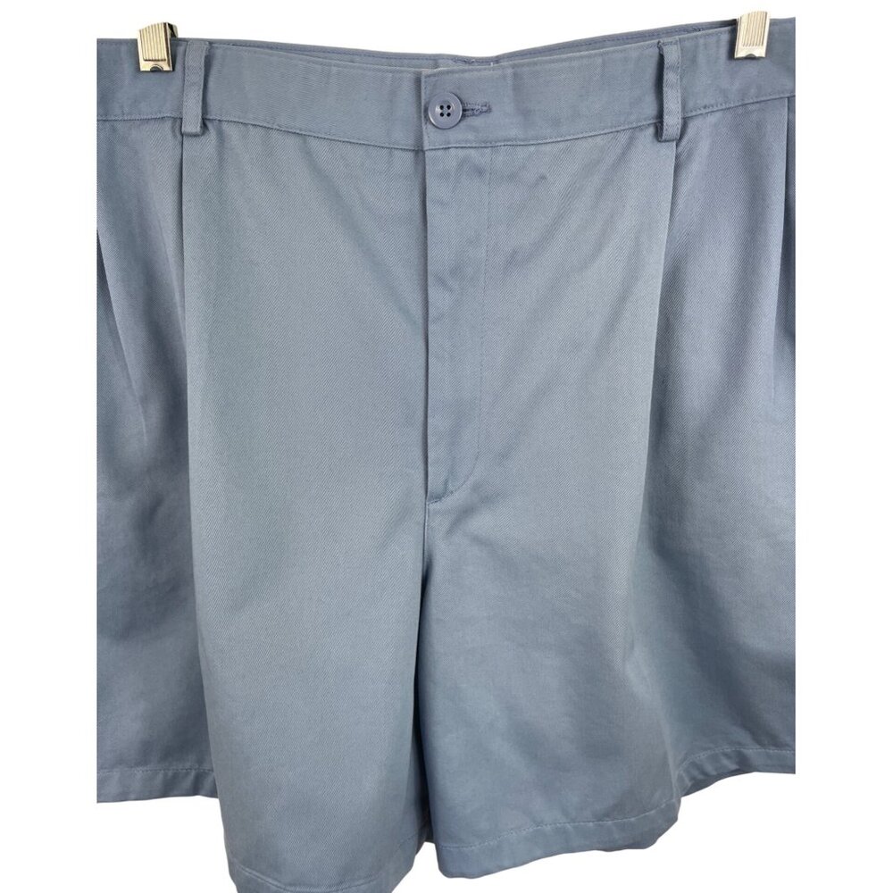 Lands End Mens Pleated Front Chino Shorts Size 42 Blue 100% Cotton Pockets - Picture 2 of 8